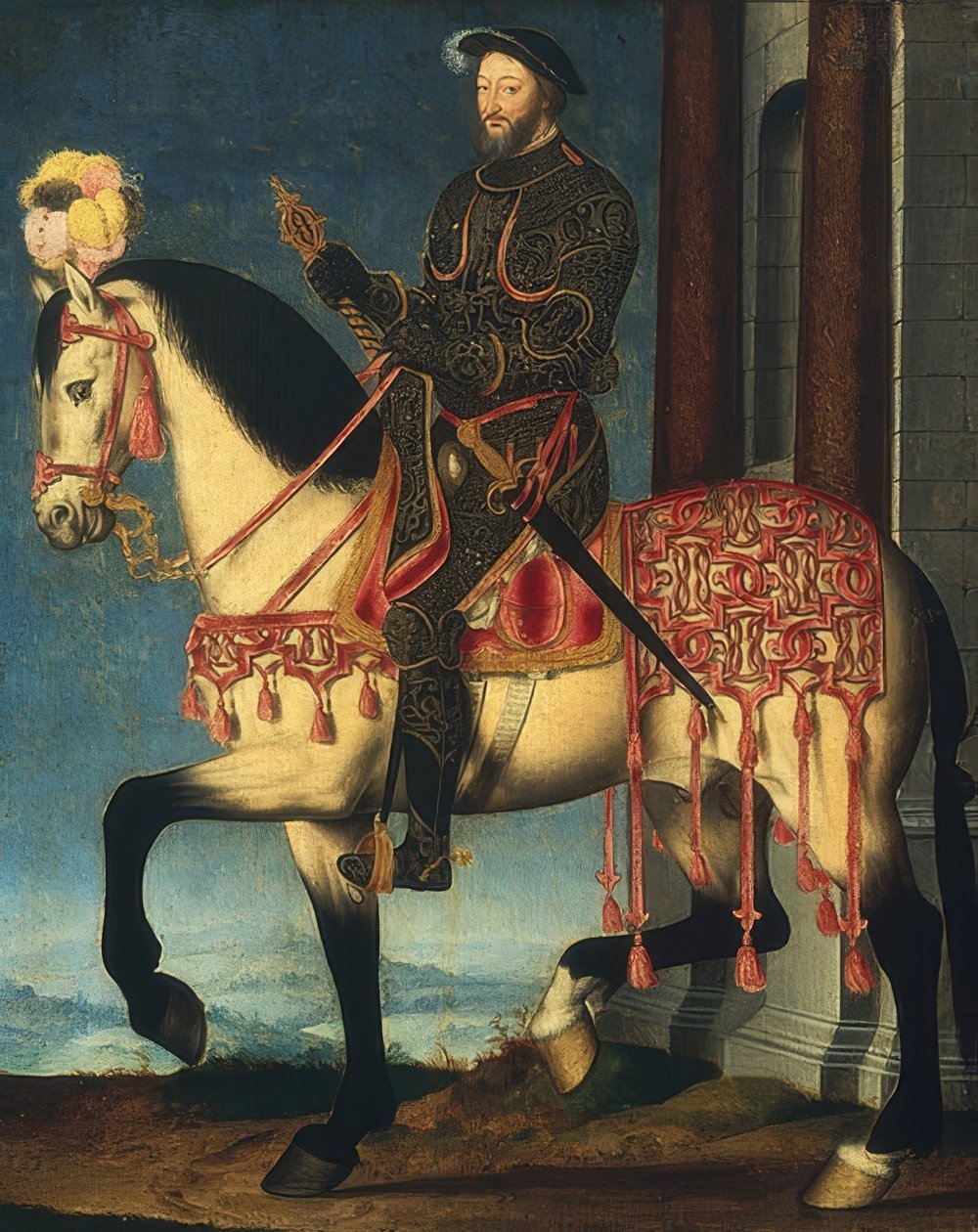 Ridesportrett av Franz I, konge av Frankrike. Rundt 1540 av François Clouet