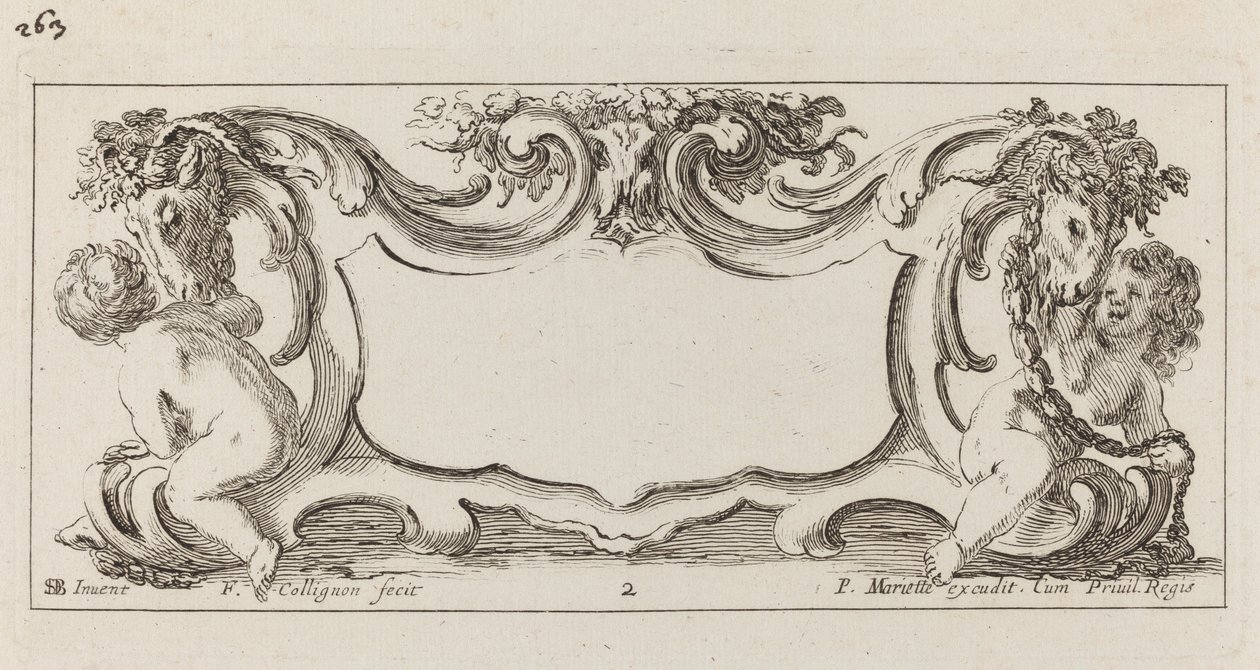 Cartouche av François Collignon after Stefano Della Bella