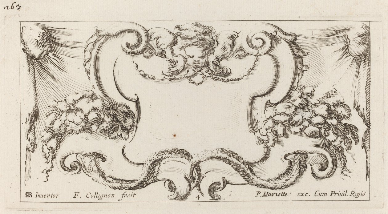 Cartouche av François Collignon after Stefano Della Bella