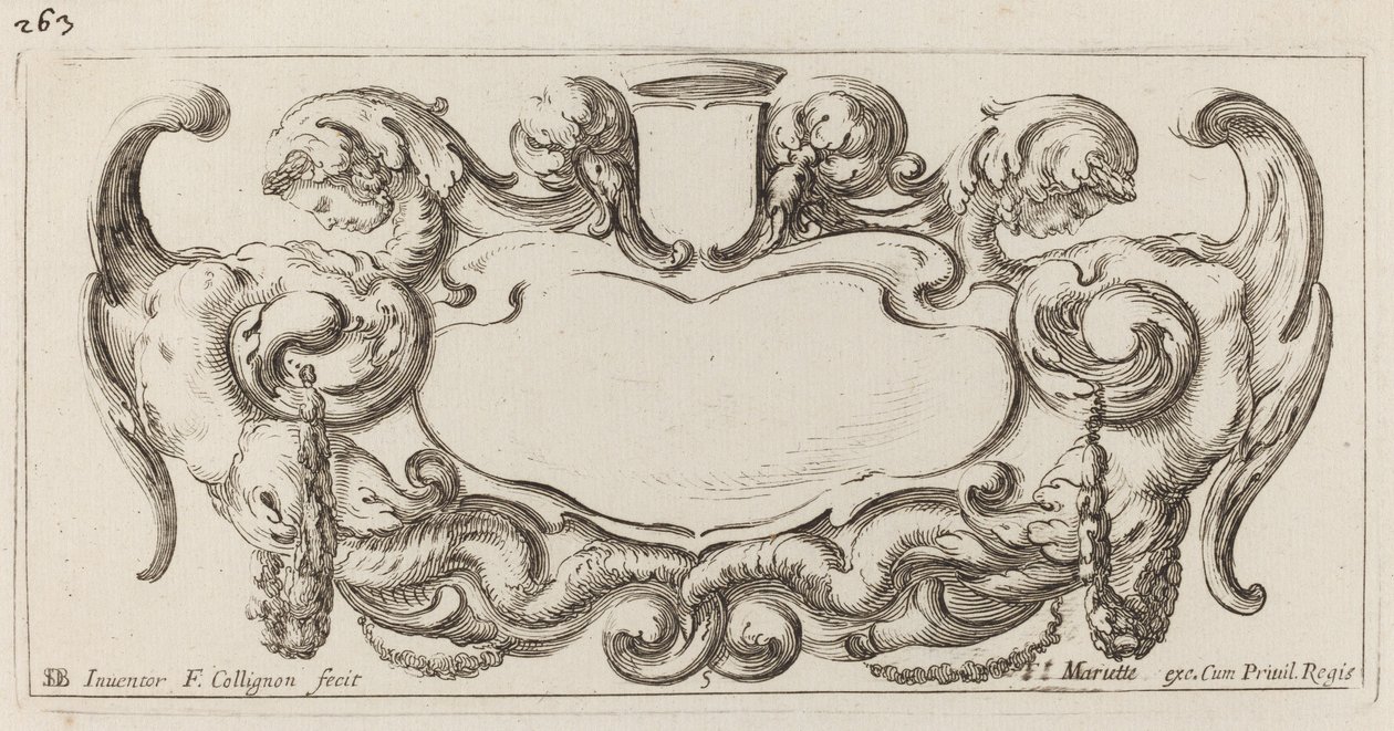 Cartouche av François Collignon after Stefano Della Bella