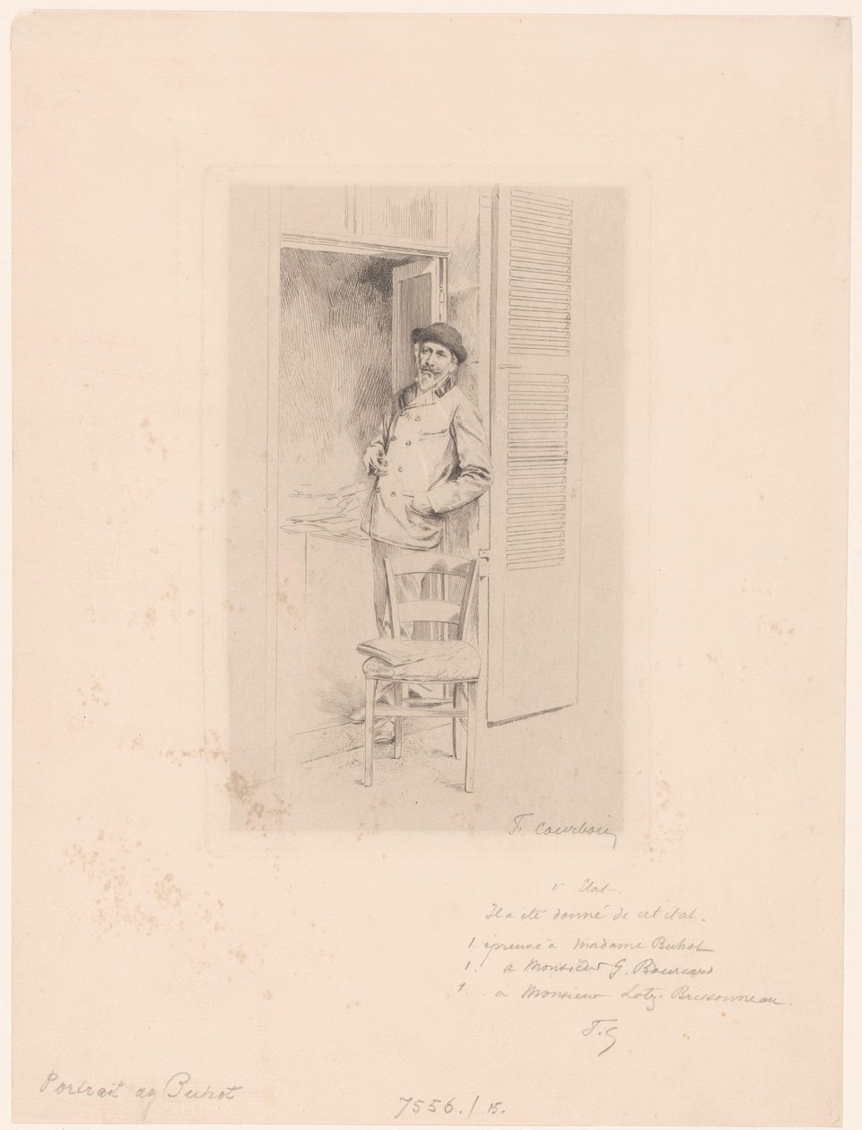 Portrett av Félix Hilaire Buhot av François Courboin (signed by artist)