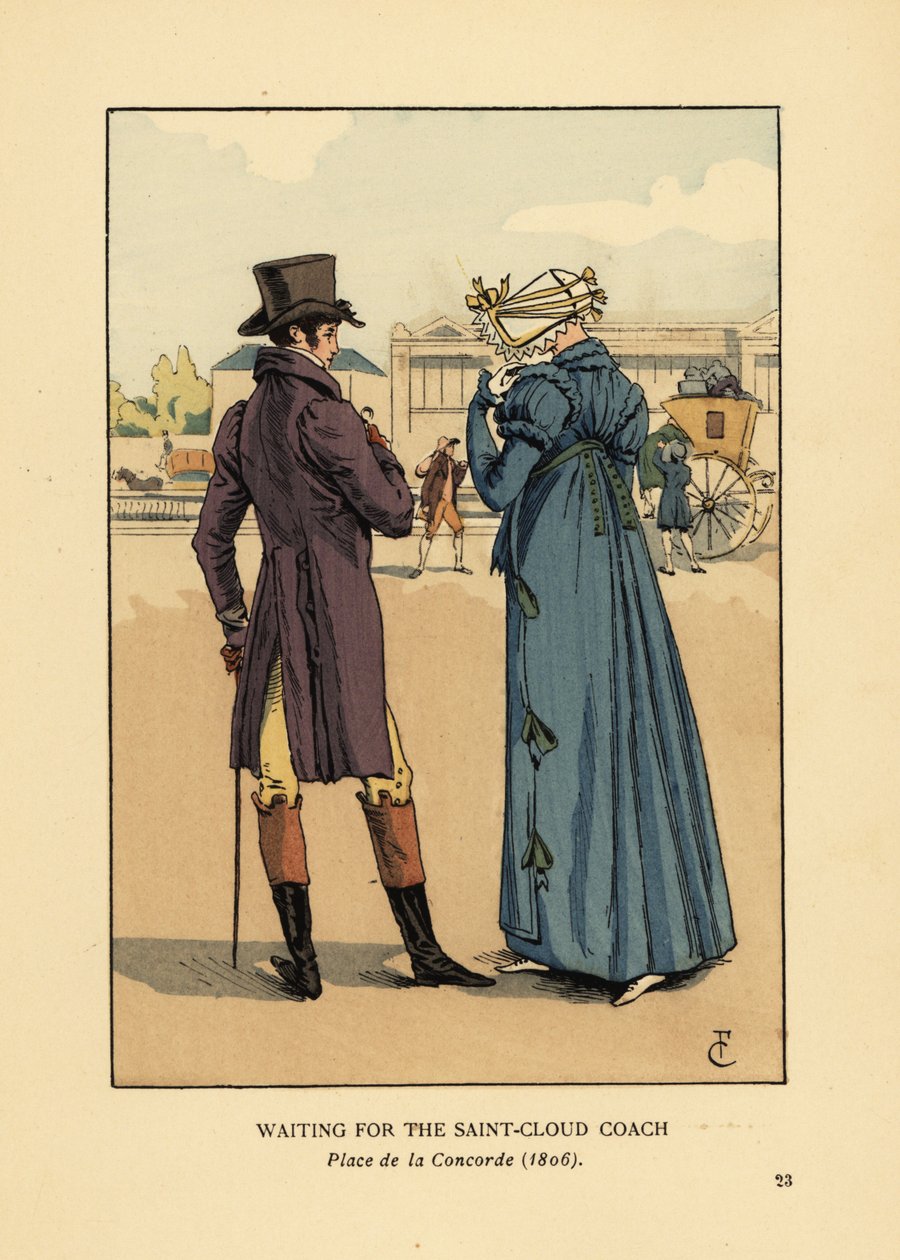 Par som venter på Saint-Cloud-treneren, Place de la Concorde av François Courboin