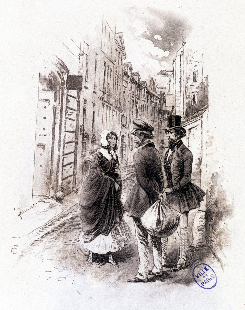 Illustrasjon av "" Profile of grisette""" ny som tilhører Receuil "" Mimi de Pinson"" av Alfred de Musset av François Courboin