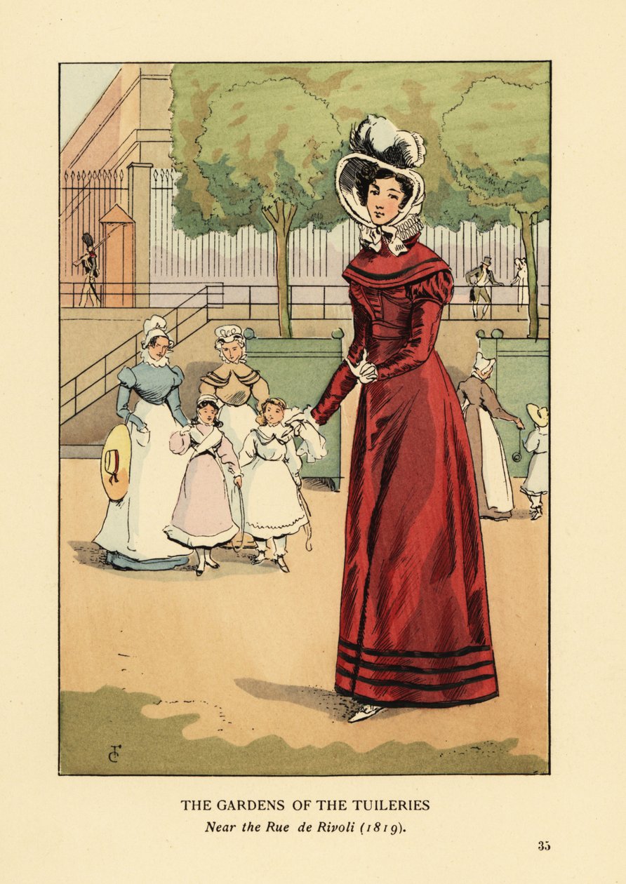 Kvinne som spaserer i Gardens of the Tuileries, nær rue de Rivoli av François Courboin
