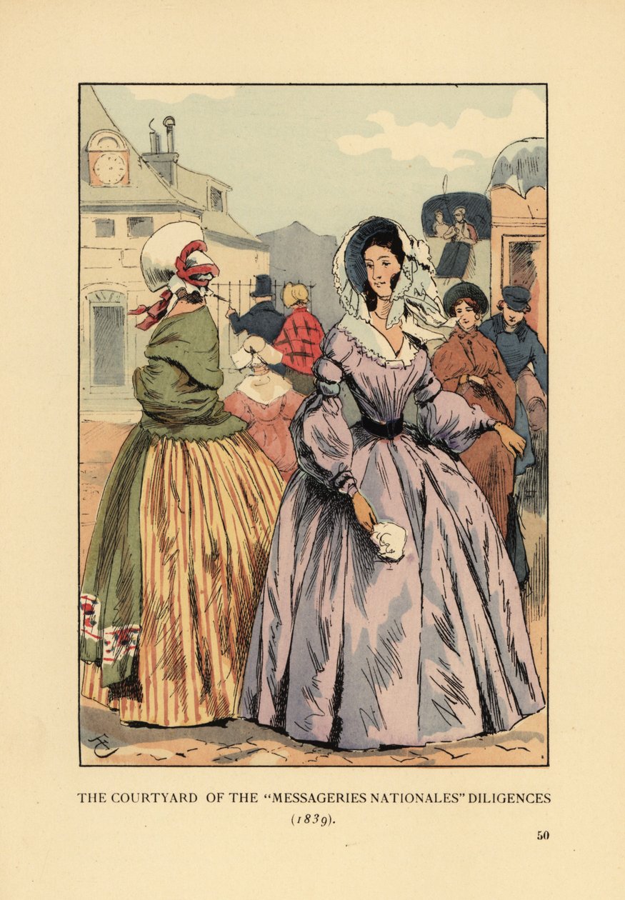 Kvinner venter på scenetrenere i Paris av François Courboin