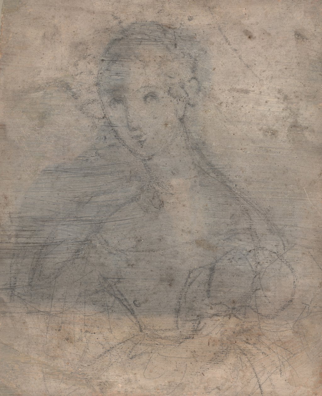 Skisse av Marie Louise Tetu, Madame François Fleischbein, før ca. 1833 (blandet media (penn, blekk og kritt)) av François Fleischbein