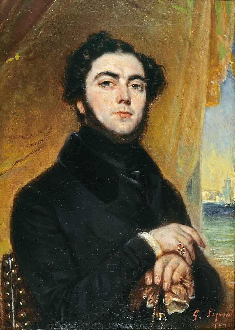 Portrett av romanforfatteren Eugène Sue 1804-1857, 1836. av François Gabriel Lépaulle