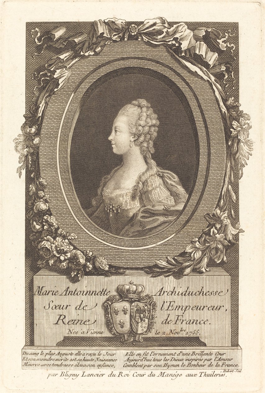 Marie Antoinette av François Hubert after Honore Thomas Bligny