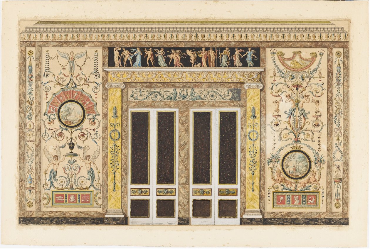 Design for en vegghøyde i et musikkrom av Francois Joseph Belanger