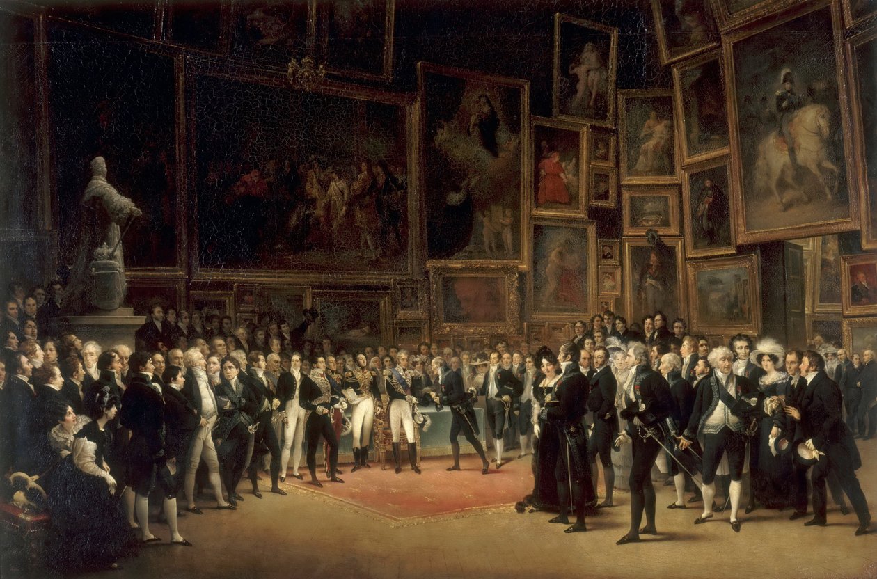 Charles X deler ut priser til kunstnere som stiller ut på salongen i 1824 på Louvre av François Joseph Heim