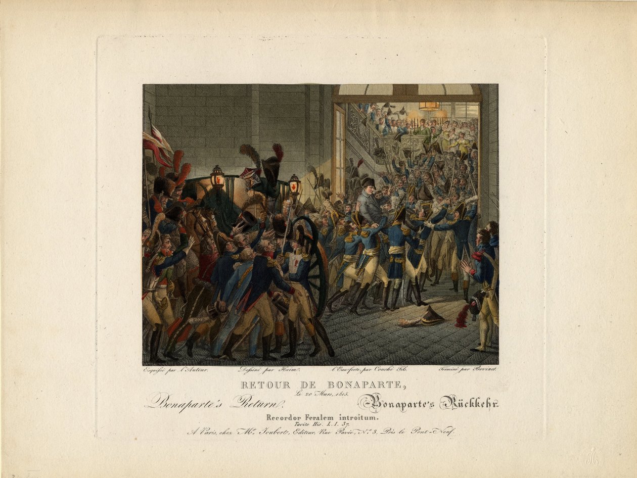 Napoleon vender tilbake fra øya Elba, 1815 av François Joseph Heim