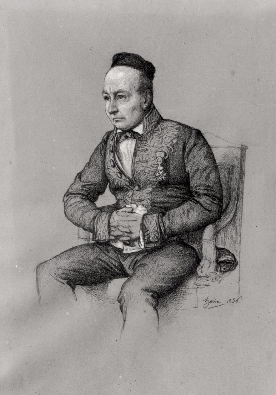 Portrett av Charles Augustin Sainte-Beuve (1804-69) 1856 (kritt på papir) av François Joseph Heim