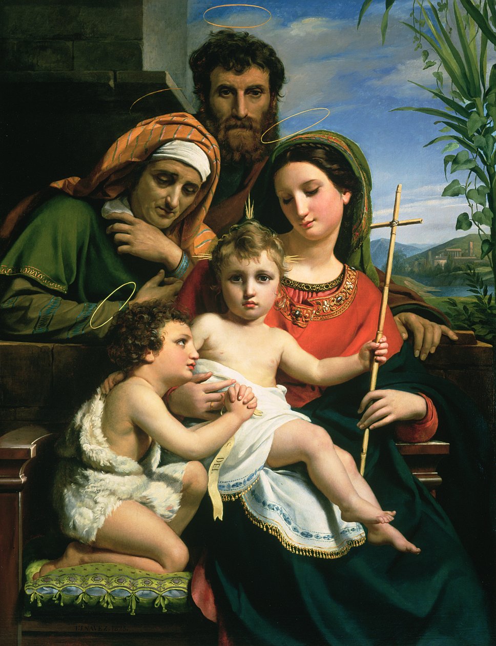 Den hellige familie med de hellige døperen Johannes og Elizabeth, 1823 av François Joseph Navez