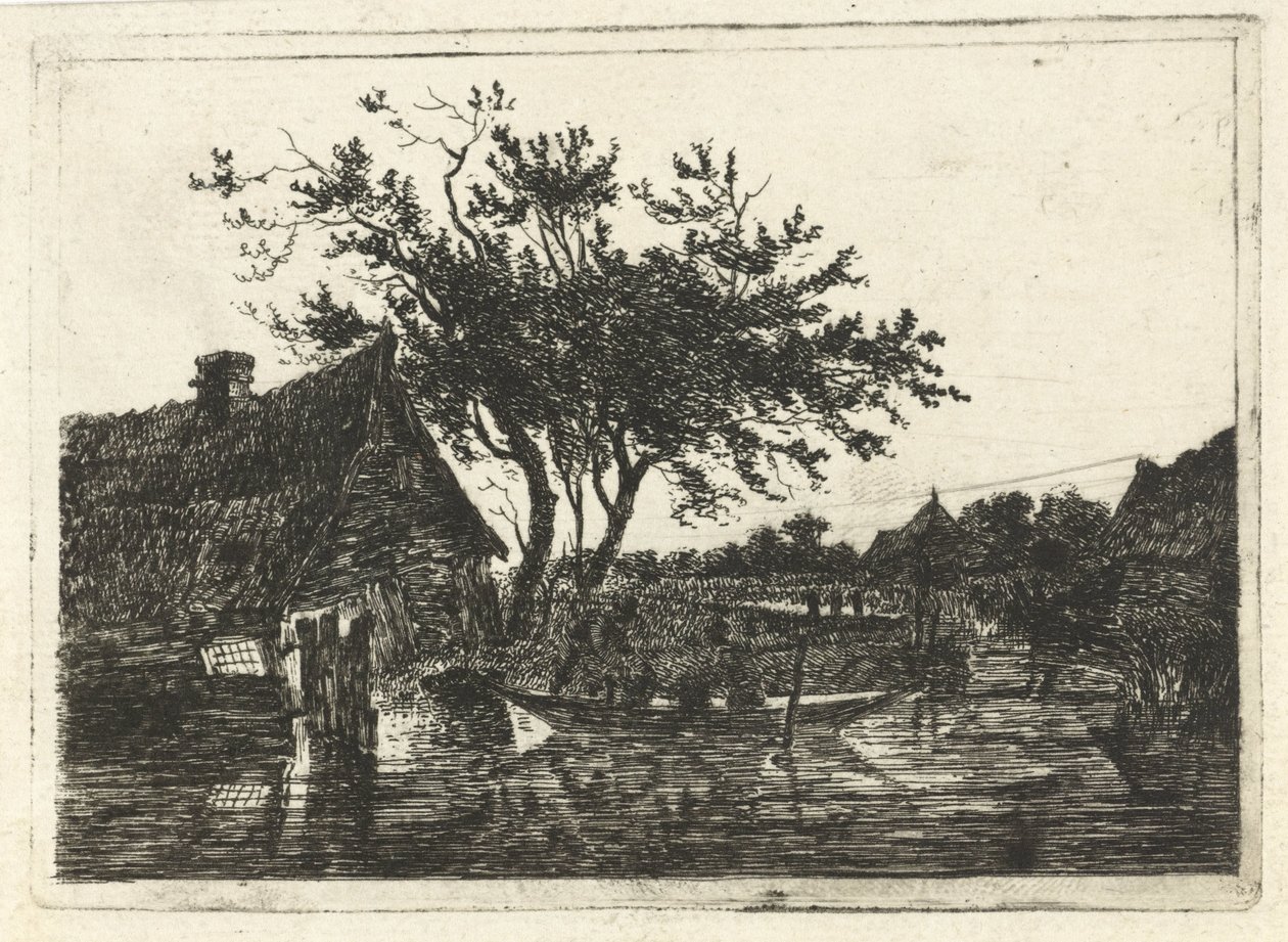 Elvelandskap med gård av François Joseph Pfeiffer (II)