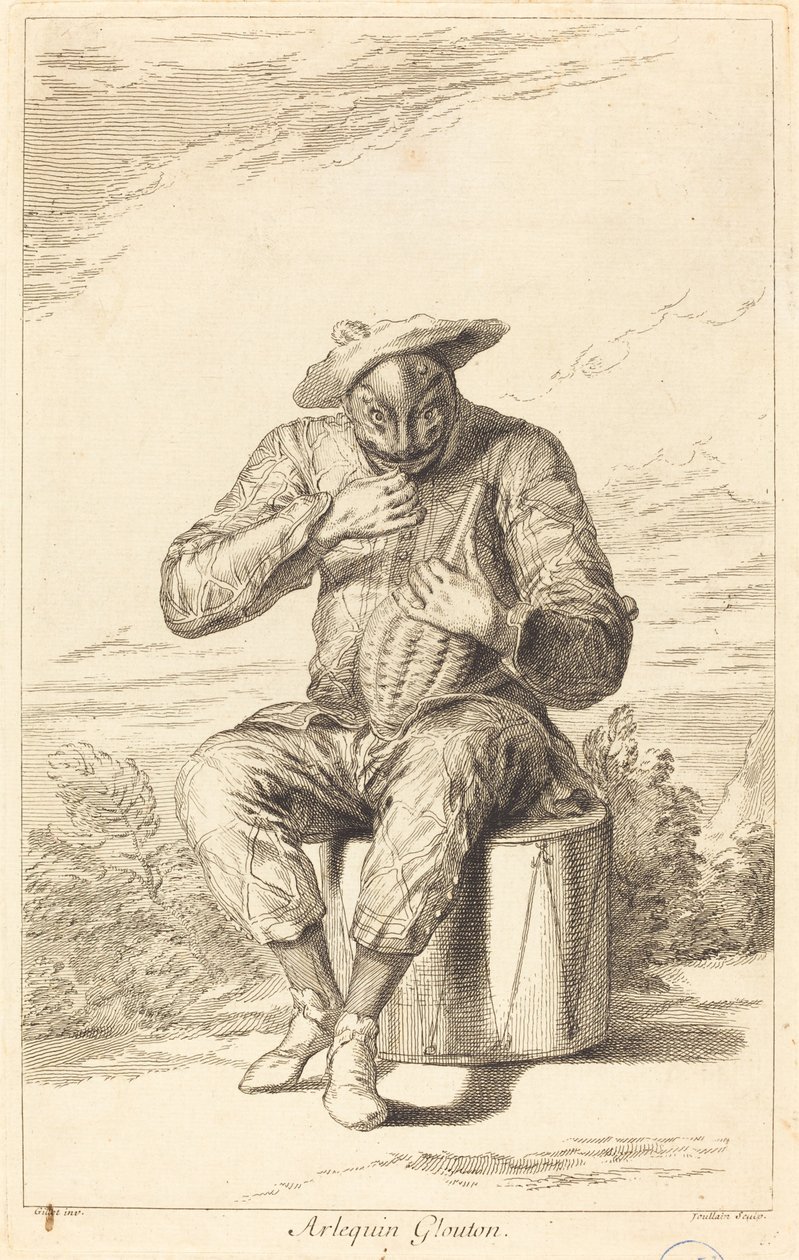Harlekin frosser av François Joullain after Claude Gillot