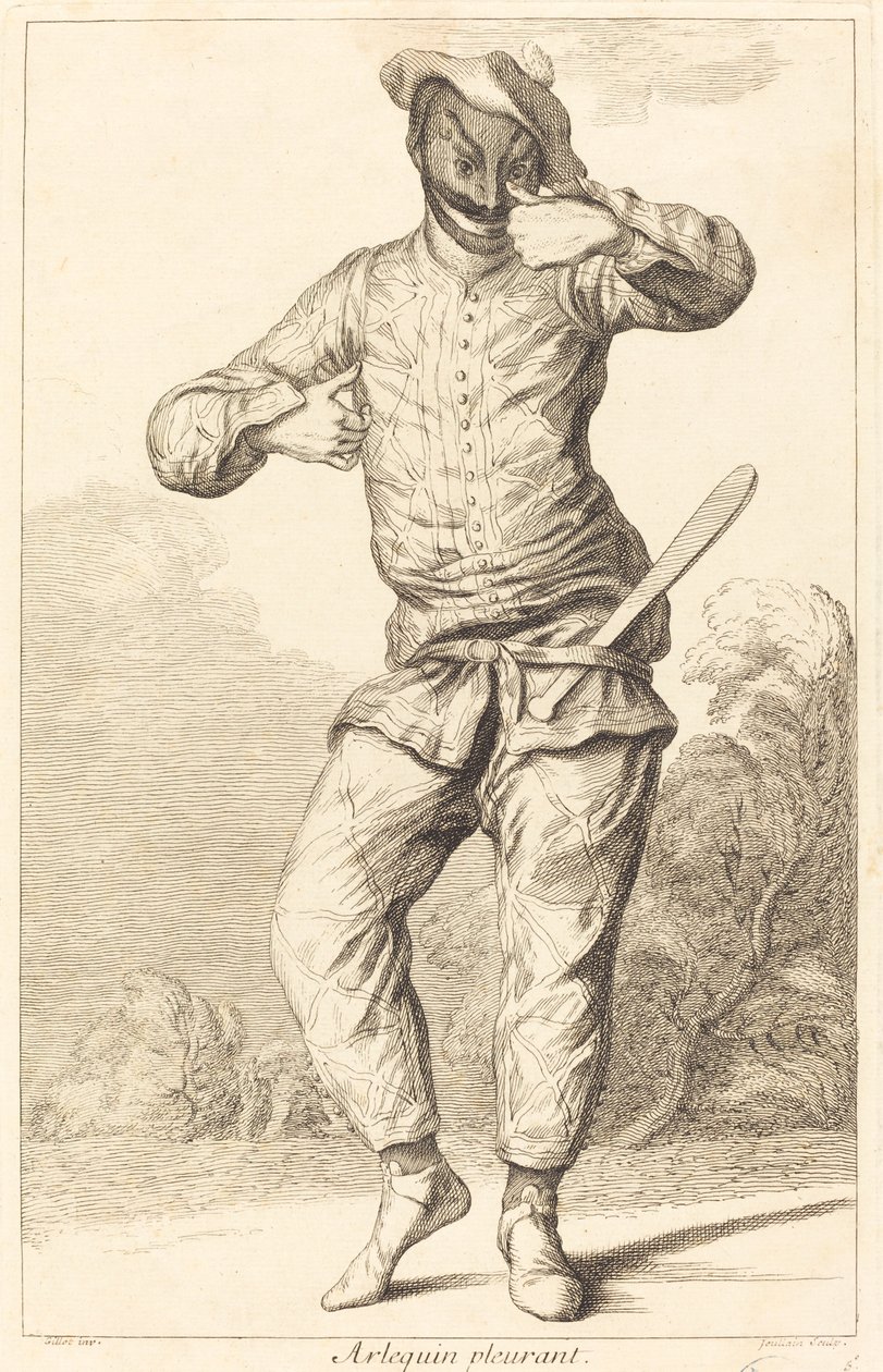 gråtende harlekin av François Joullain after Claude Gillot