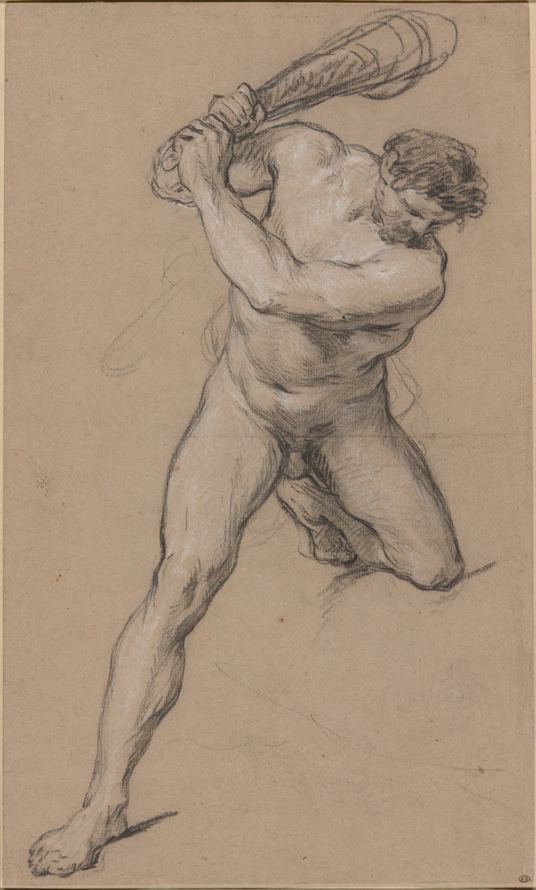 Hercules Raising his Club: Studie for "Hercules and Cacus" av François Le Moyne