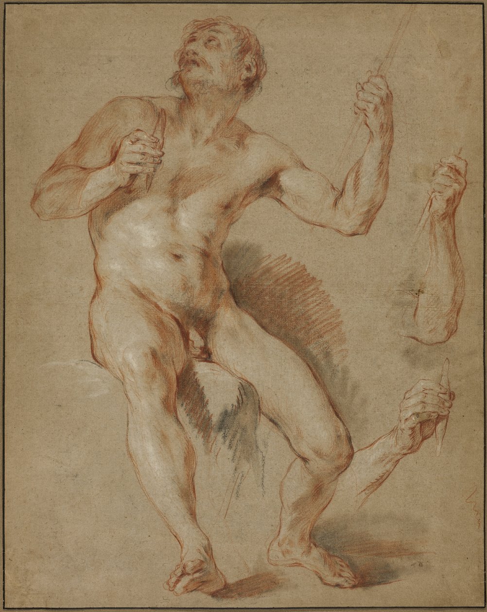 Hercules Sittende, studie for Hercules og Omphale av François Le Moyne