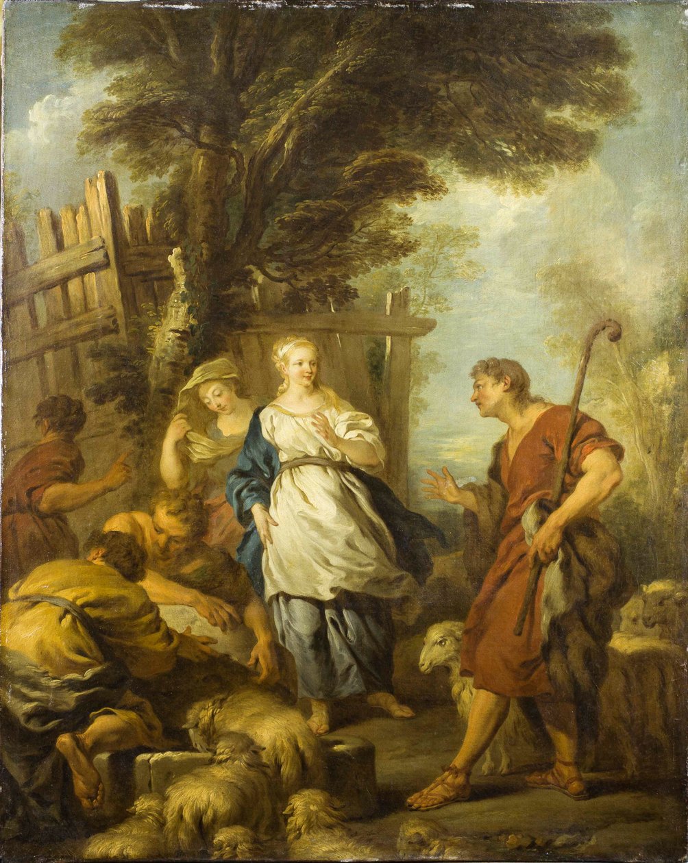Jacob møter Rachel ved brønnen, ca 1720. av François Le Moyne