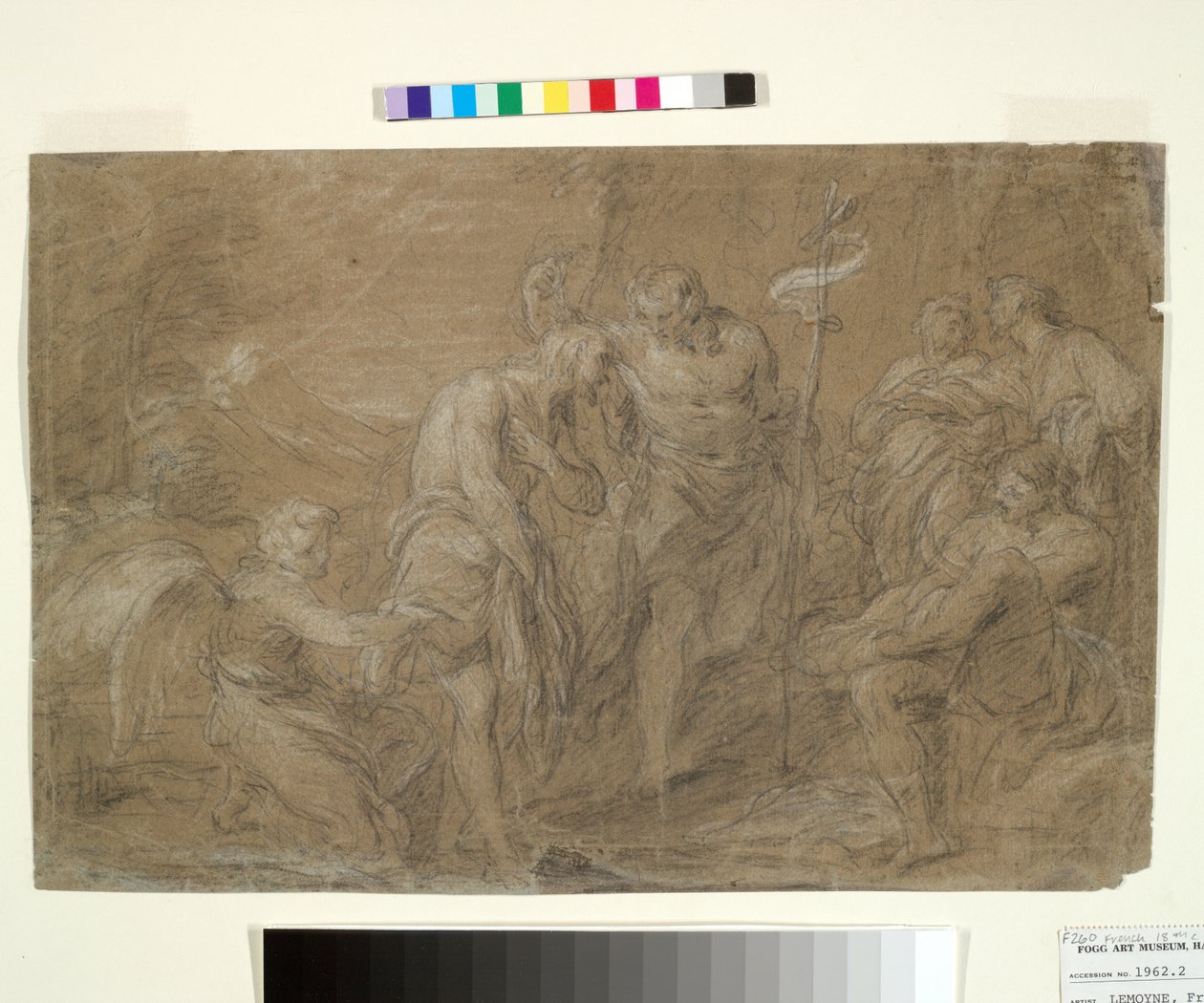 Baptism of Christ, ca. 1700-37 (svart-hvitt kritt på papir) av François Lemoyne