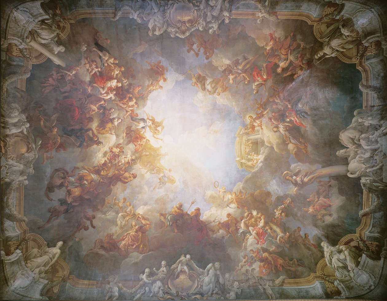 The Apotheosis of Hercules, fra taket til The Salon of Hercules, 1733-6 av François Lemoyne