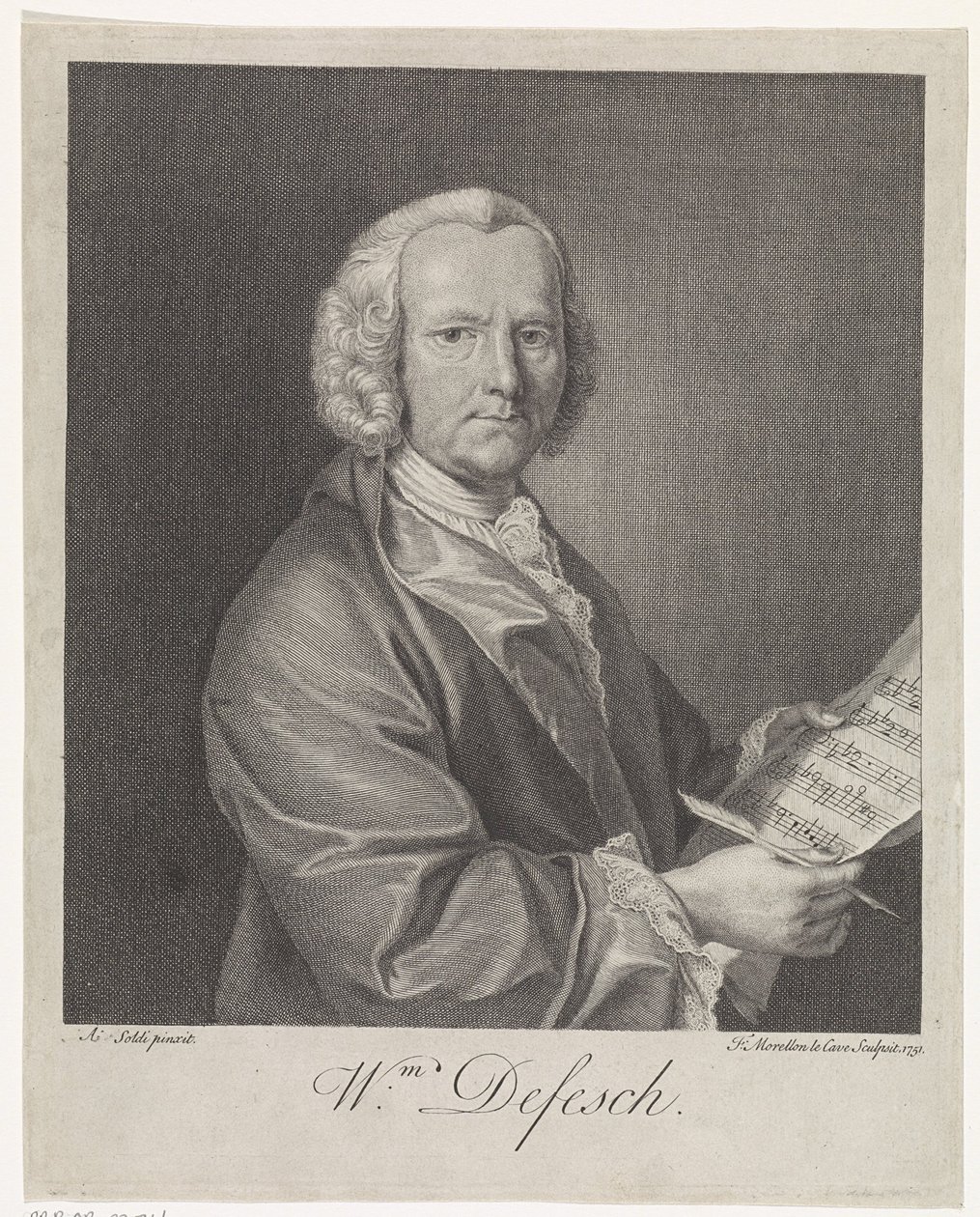 Portrett av komponisten Willem de Fesch 1687-1761, 1751 av François Morellon de La Cave
