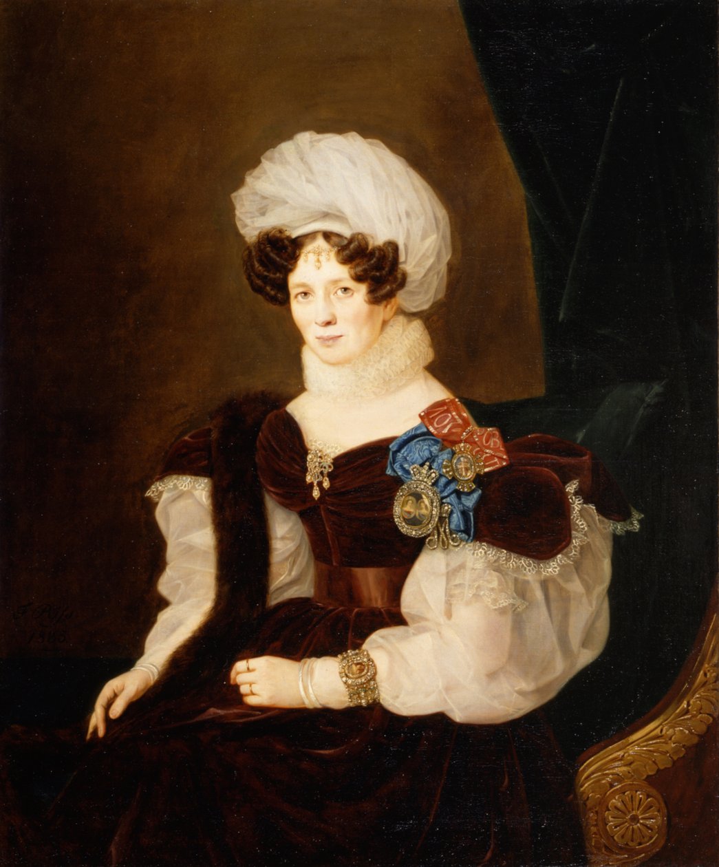 Portrett av prinsessene Tatyana Vasilievna Golitsyna 1783-1841, 1835. av François Nicolas Riss