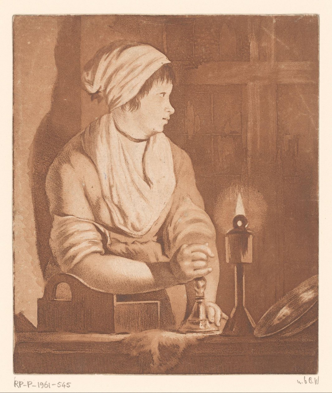 Kvinne ved levende lys av François Philippe Charpentier (possibly)