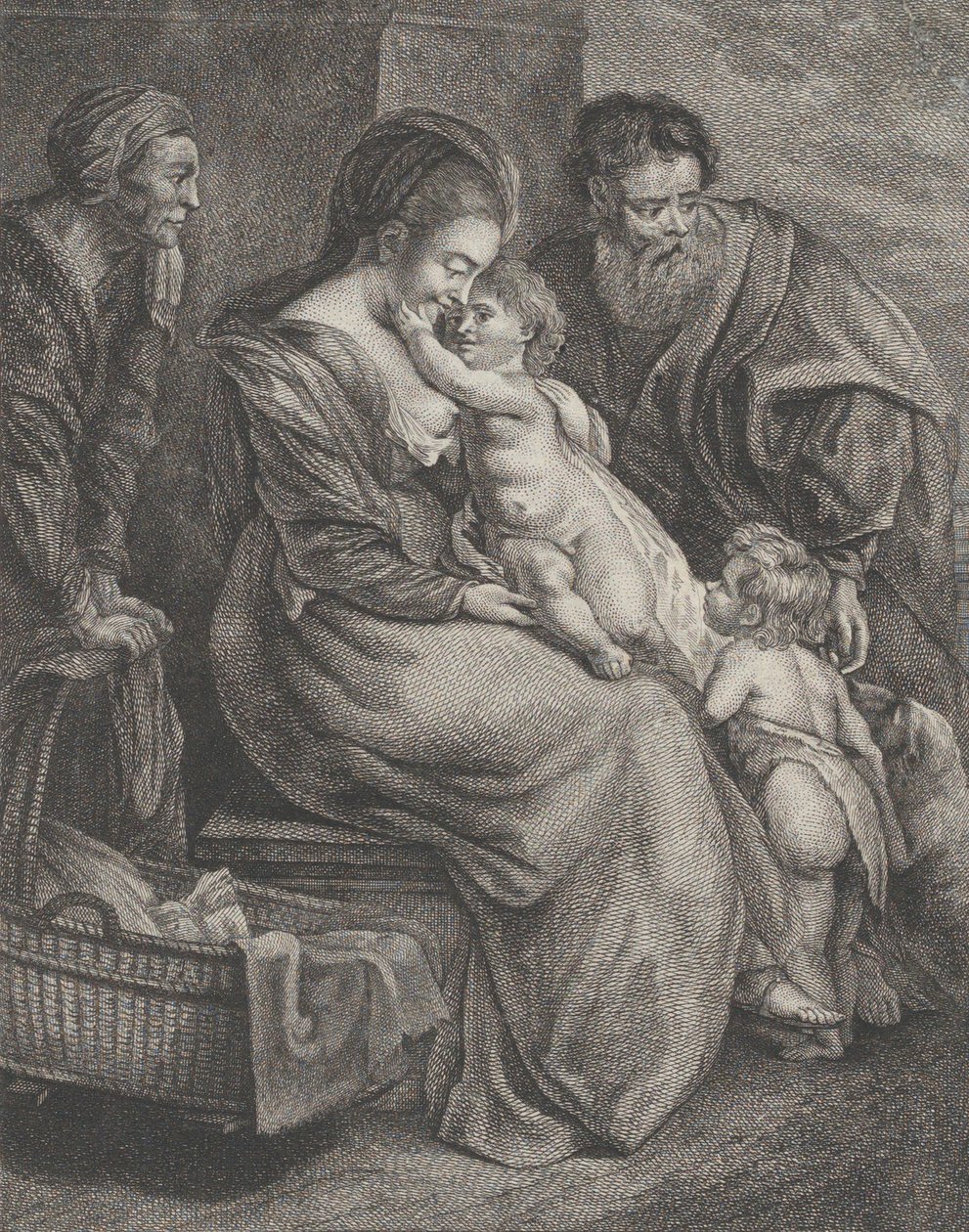 Den hellige familie med Saint Elizabeth og Saint John the Baptist, ca. 1780. av François R. F. Brichet