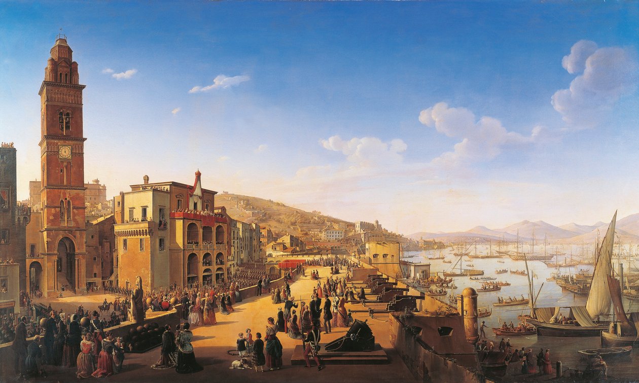 Pius IX velsigner kongefamilien Bourbon i Napoli (olje på lerret) av François Vervloet