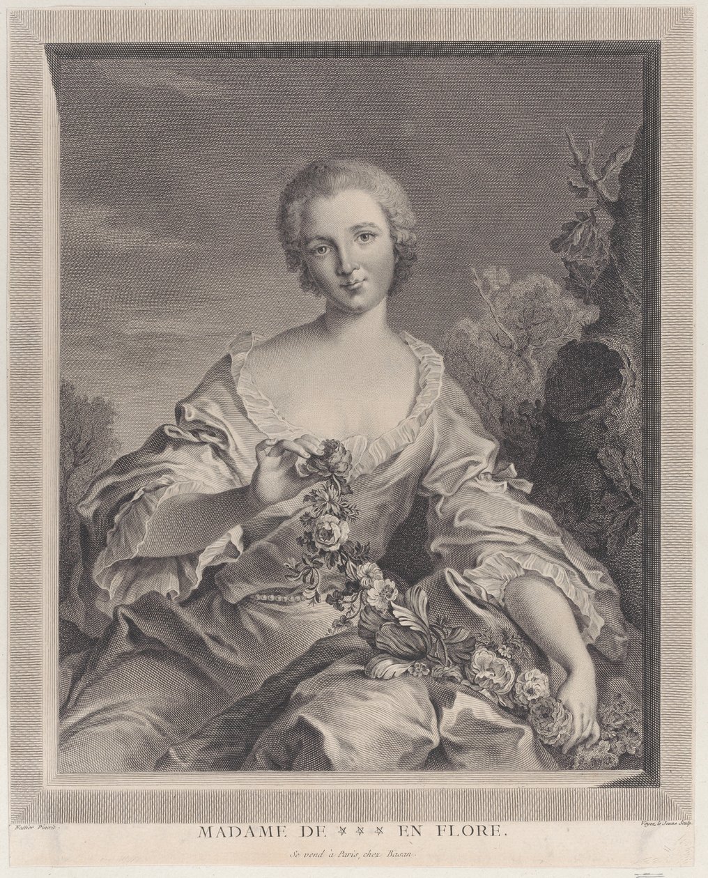 Portrett av Louise Henriette de Bourbon Conti som Flora, 1766-1805. av François Voyez