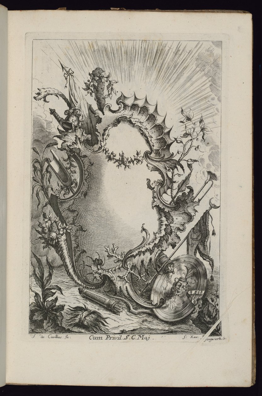 Patron med våpentrofé, bok med kassetter for forskjellig bruk av François de Cuvilliés the Elder