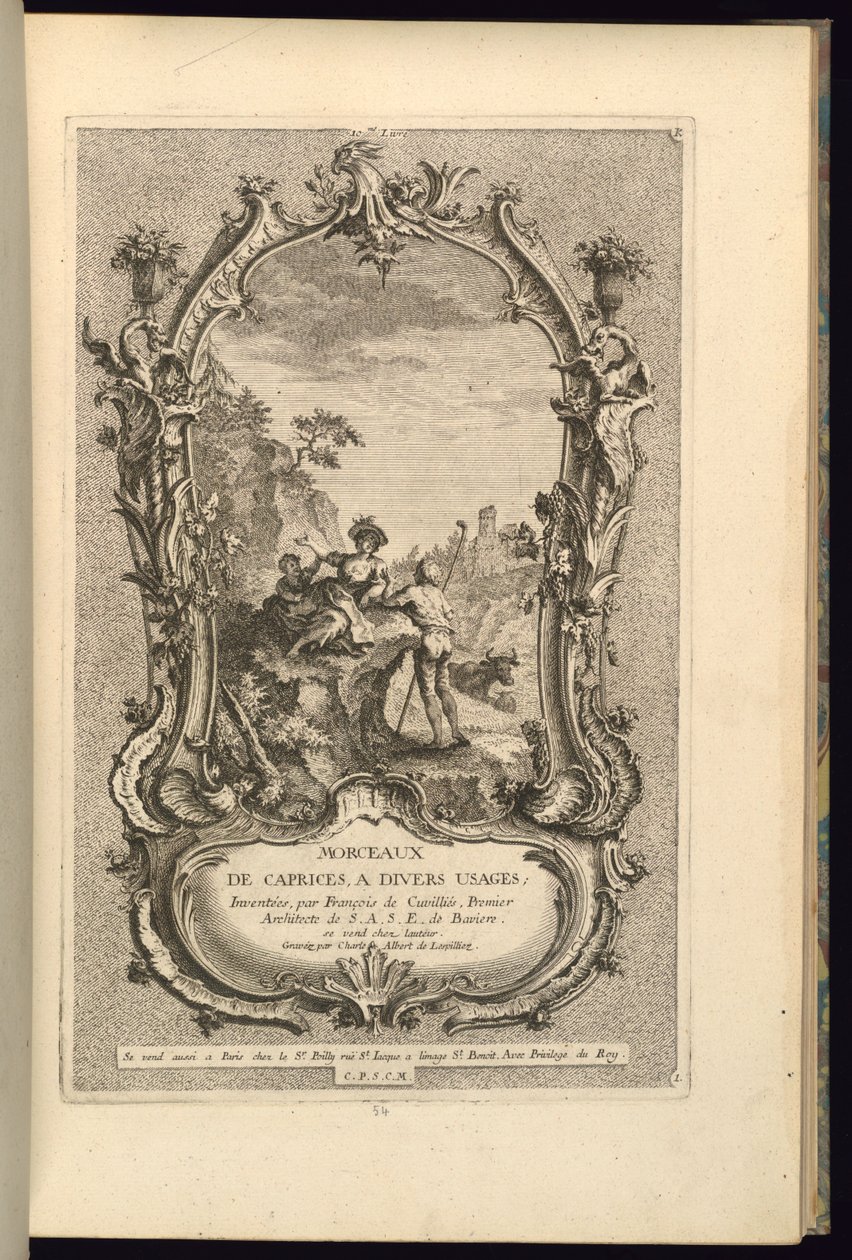 Design for Cartouche med store og små rom av François de Cuvilliés the Elder