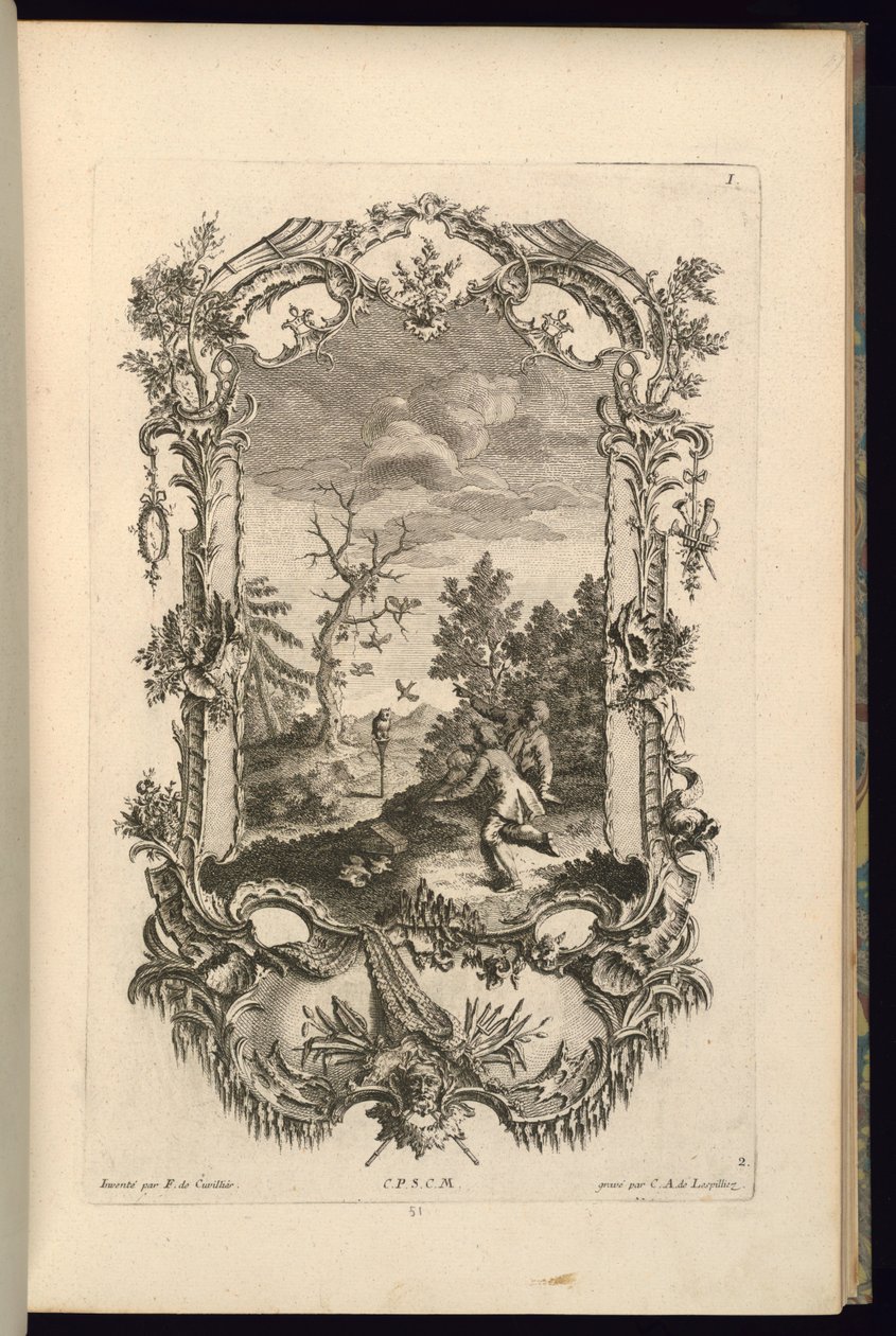 Design for Cartouche med store og små rom av François de Cuvilliés the Elder