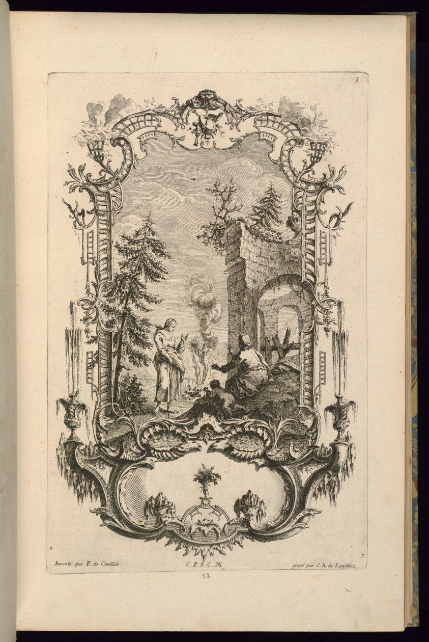 Design for Cartouche med store og små rom av François de Cuvilliés the Elder