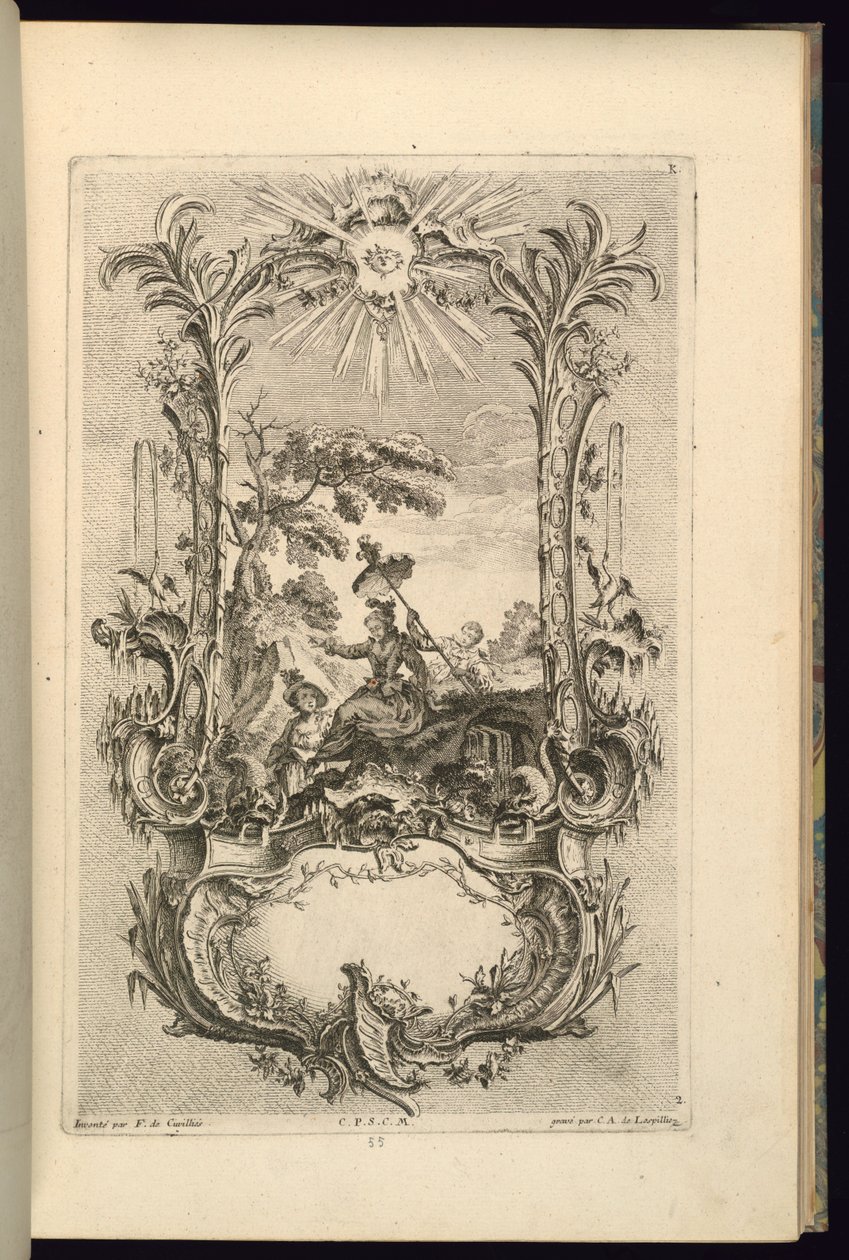 Design for Cartouche med store og små rom av François de Cuvilliés the Elder