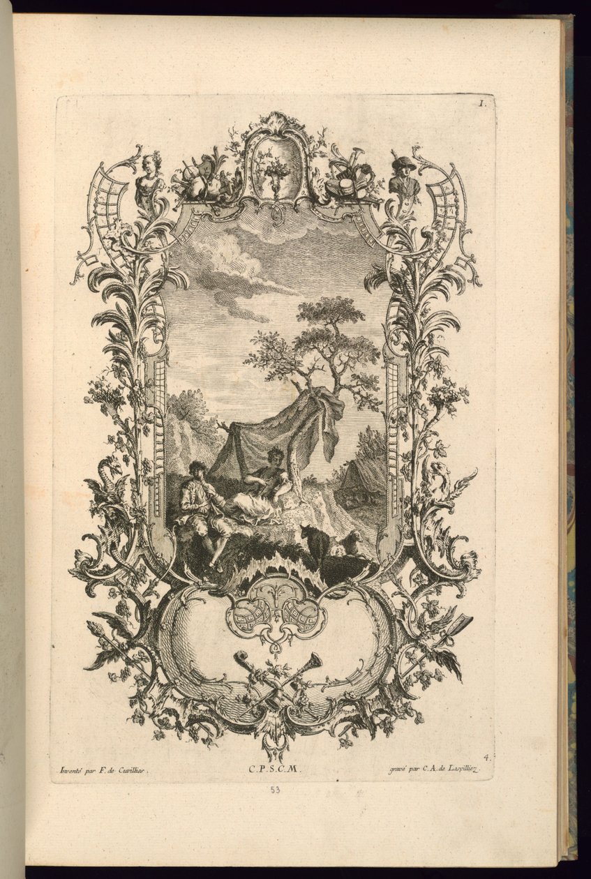 Design for Cartouche med store og små rom av François de Cuvilliés the Elder