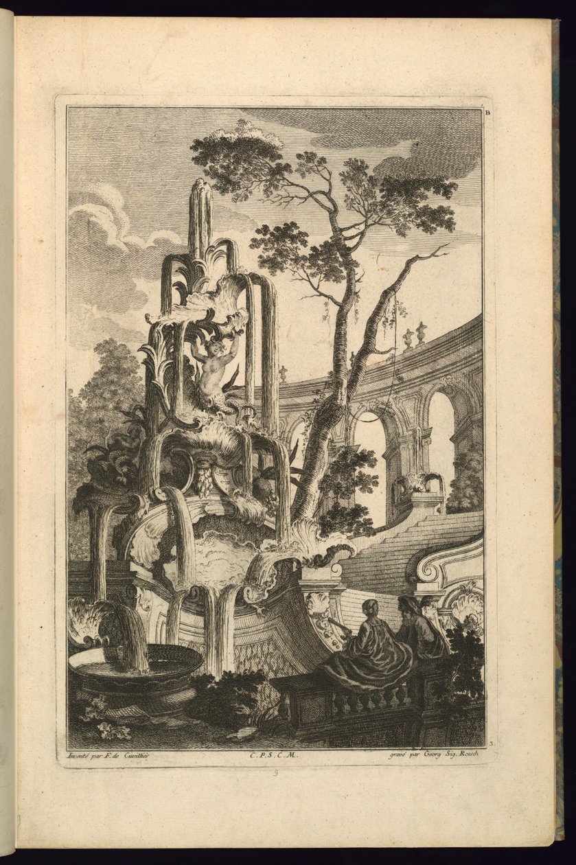 Design for fontene med et par av François de Cuvilliés the Elder