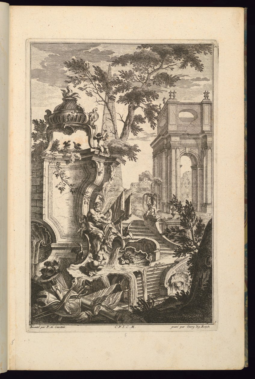 Design for Fountain with a River God av François de Cuvilliés the Elder