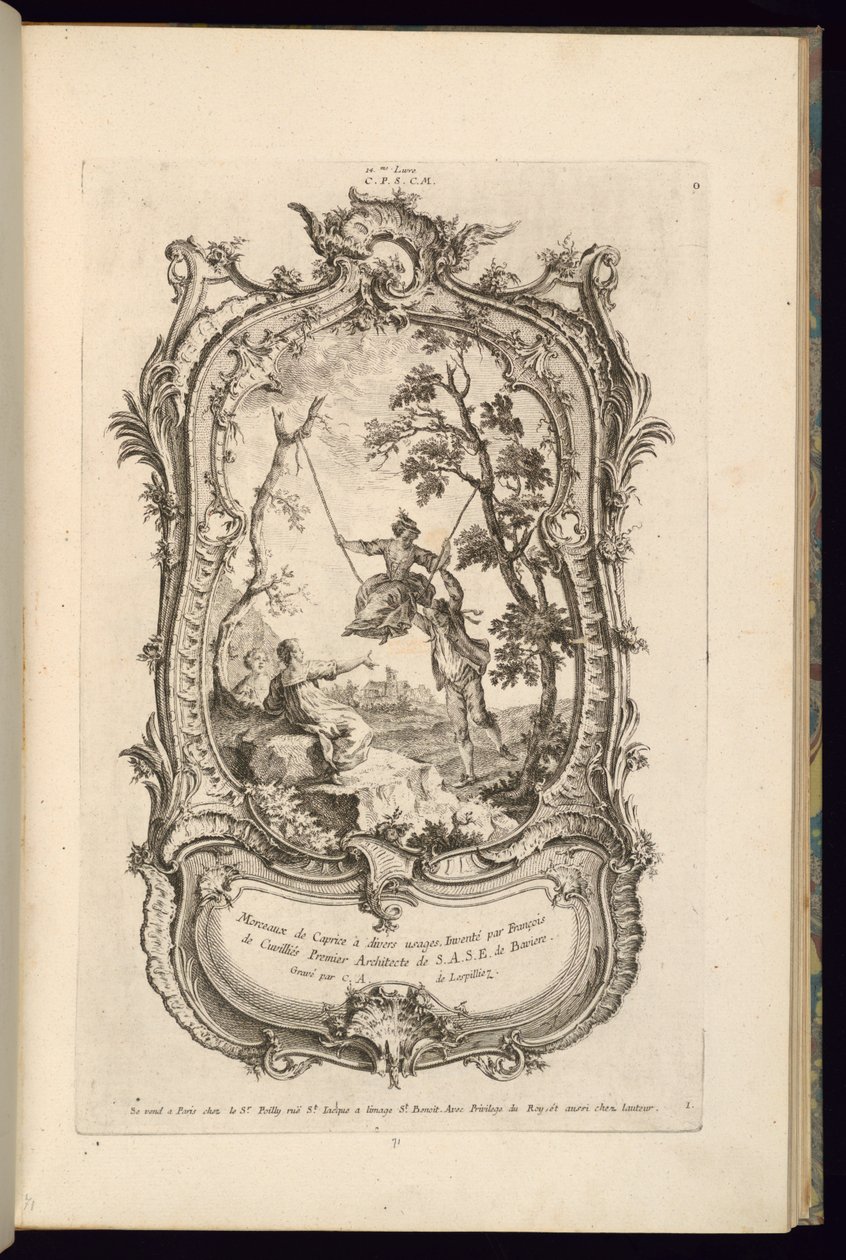 Design for en kartusj med store og små rom av François de Cuvilliés the Elder