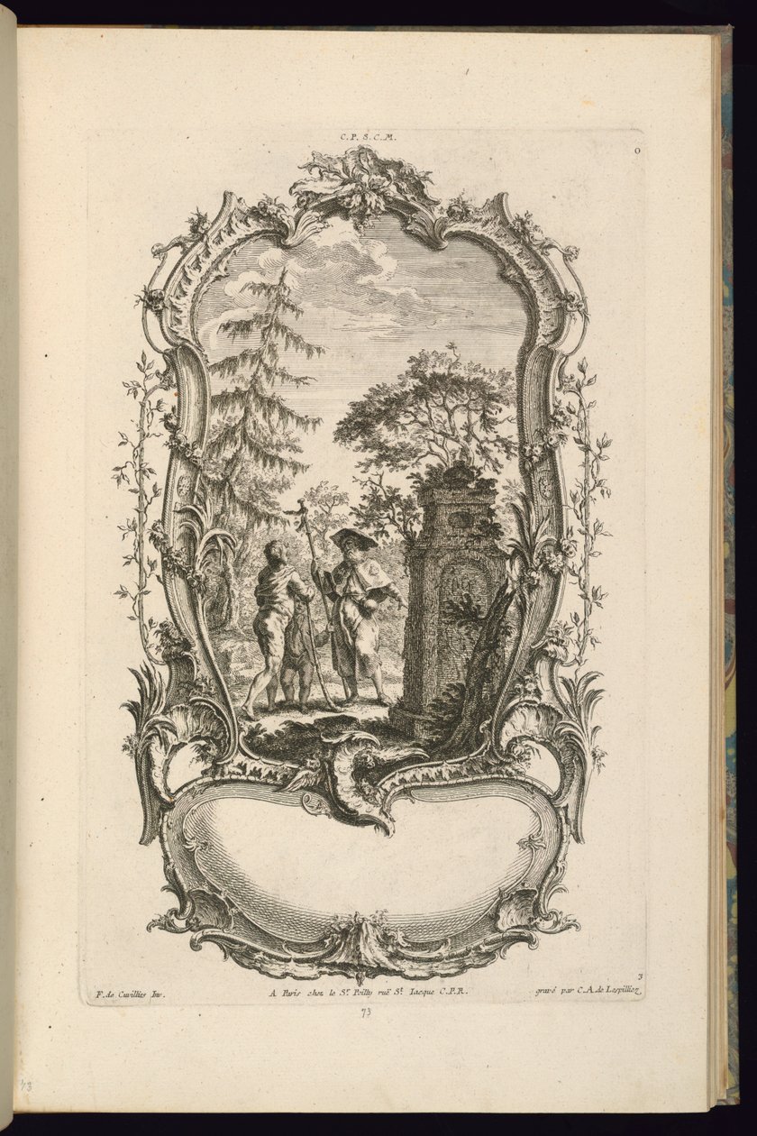 Design for en kartusj med store og små rom av François de Cuvilliés the Elder