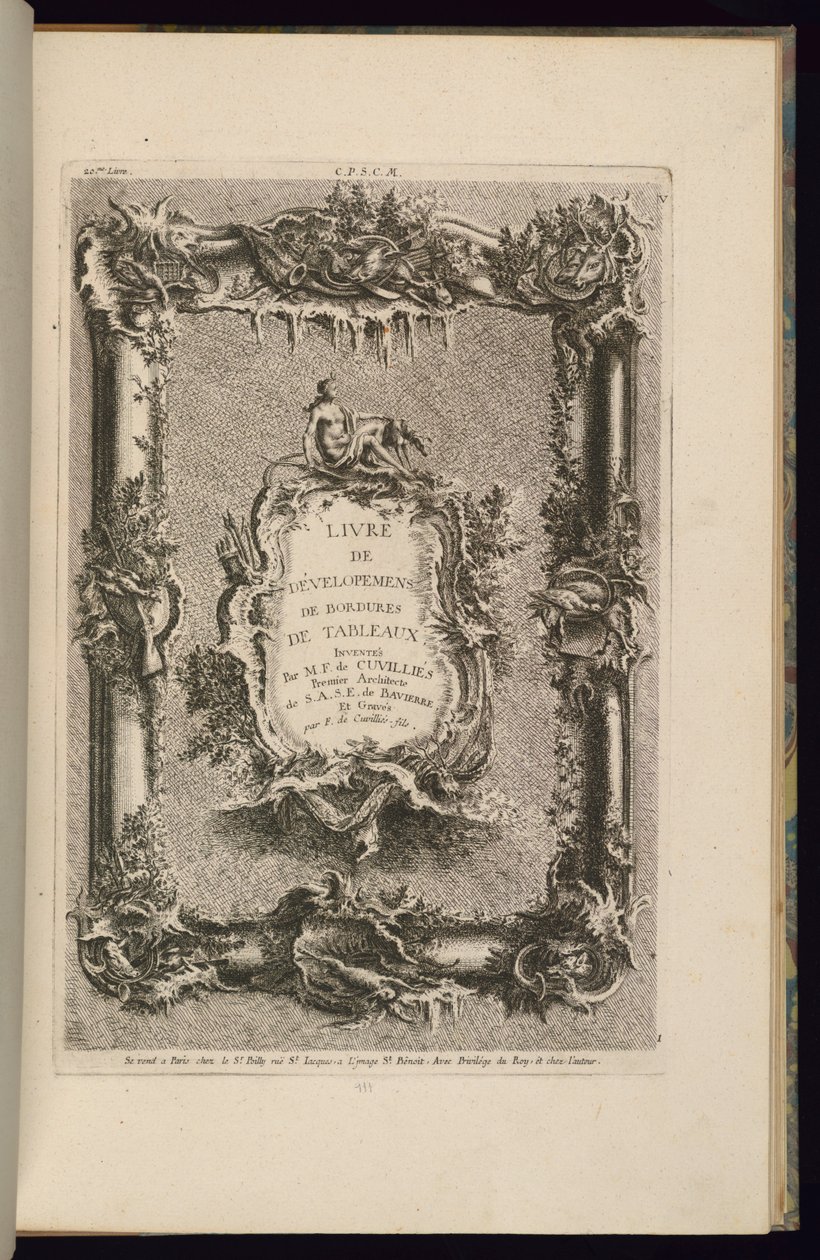 Design for en ramme og en kartusj av François de Cuvilliés the Elder