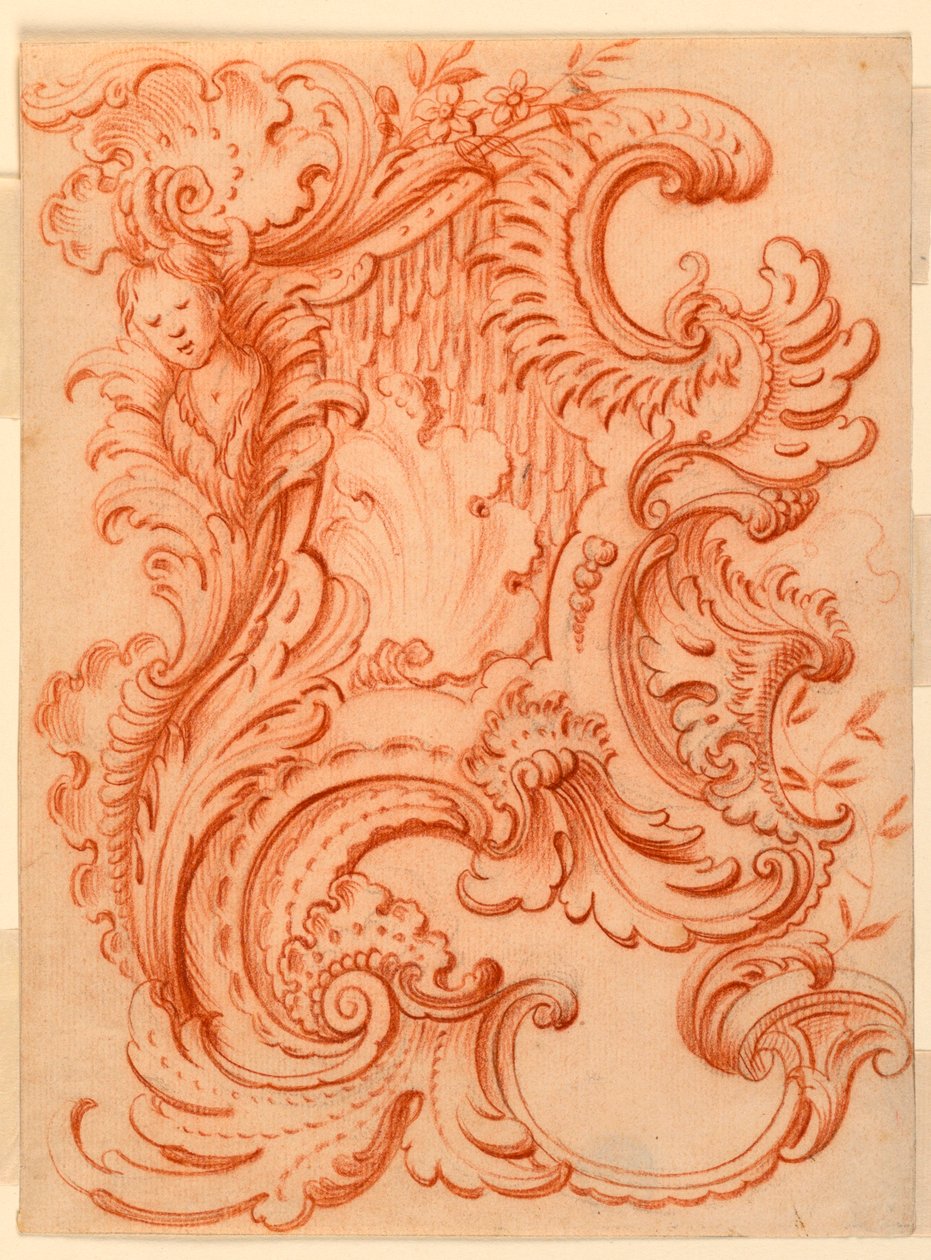 Tegning for en Rocaille Escutcheon av François de Cuvilliés the Elder