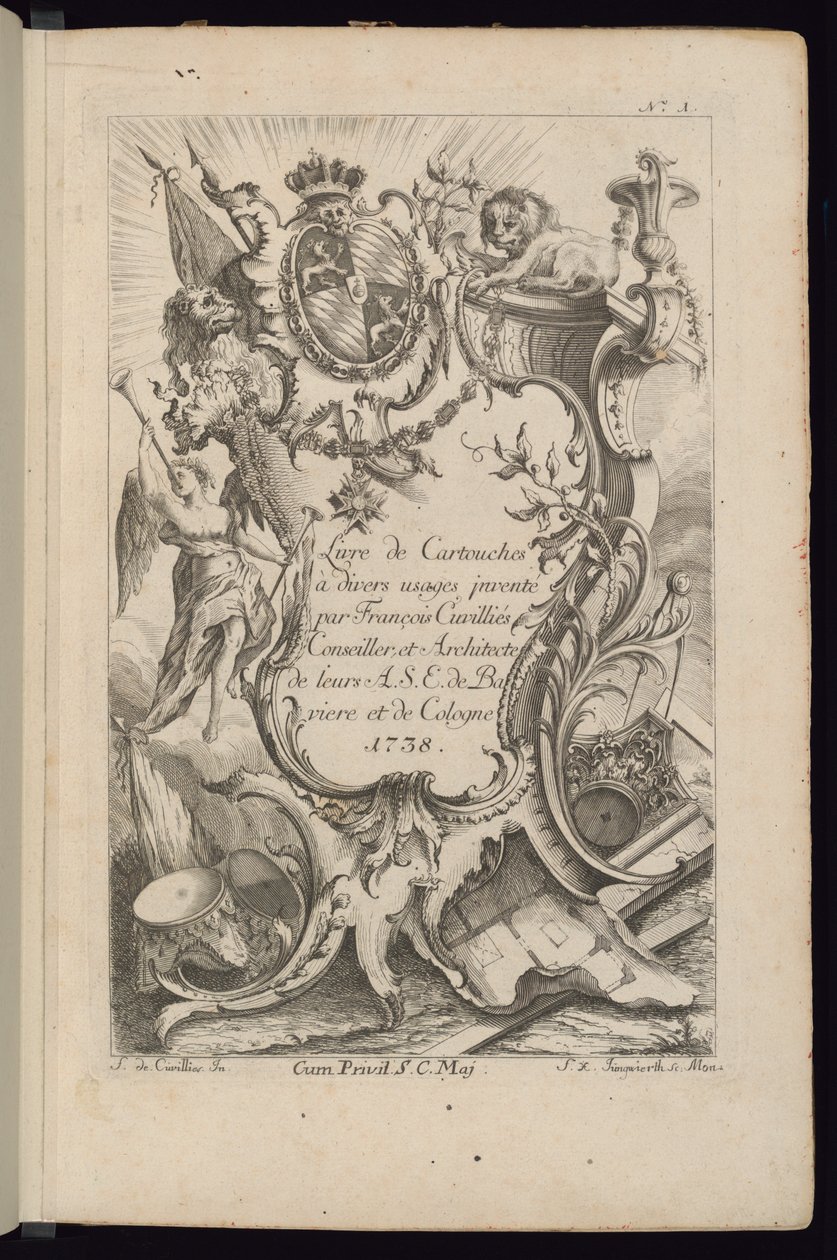 Tittelside, bok med kassetter for forskjellig bruk av François de Cuvilliés the Elder