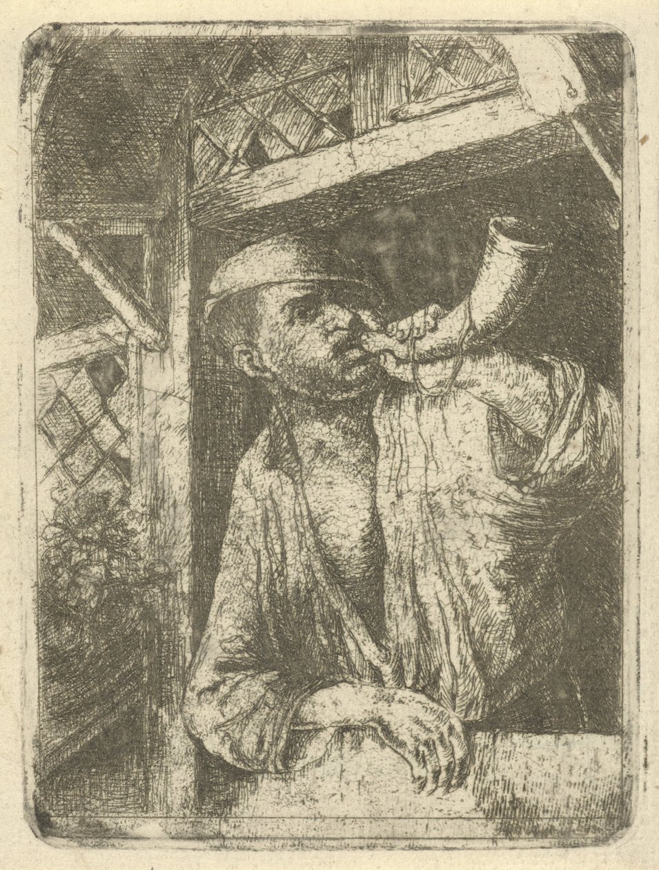 Baker blåser i horn av François de Maleck