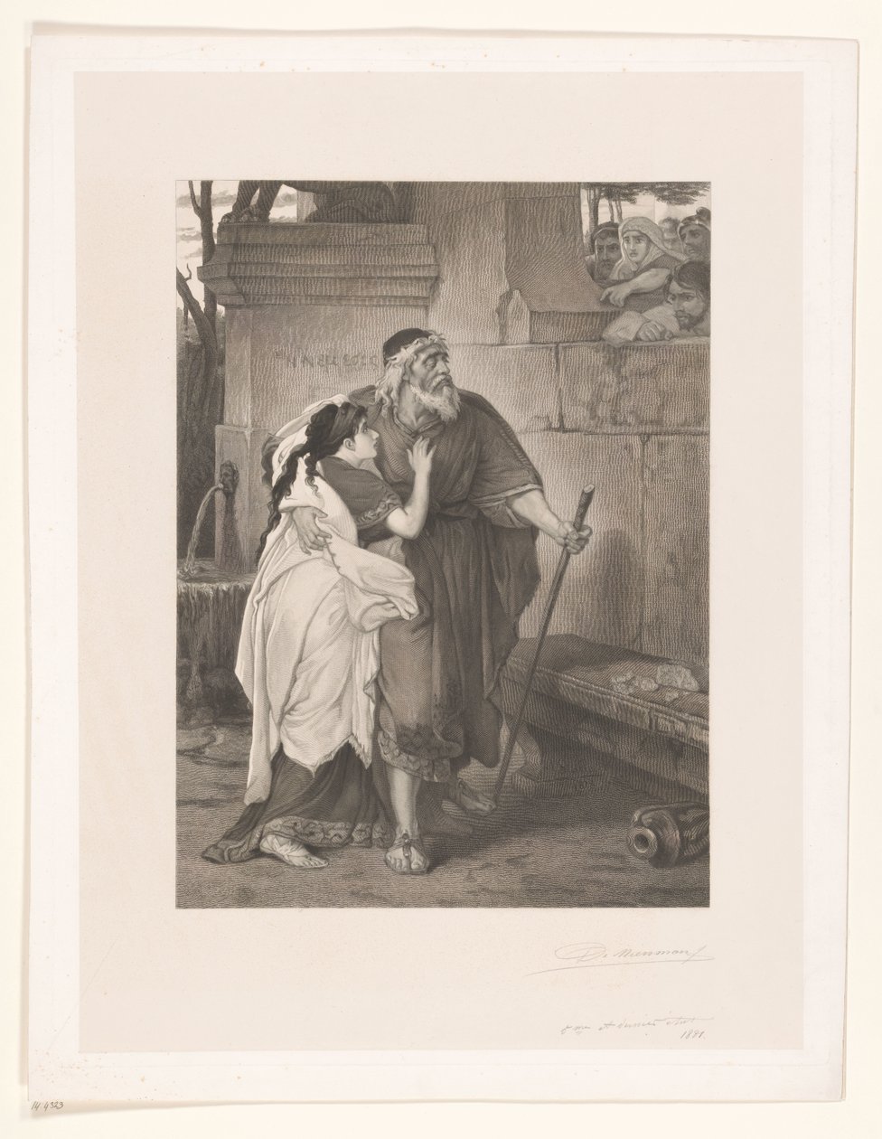 Blind Ødipus ledet av Antigone av François de Meersman (signed by artist)