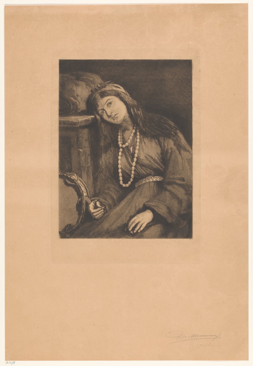 Hvilende musiker med kastanjetter og tamburin Mignon (original tittel) av François de Meersman (signed by artist)