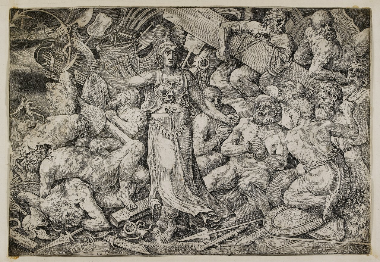 Victoria omgitt av fanger og troféer, 1552 av Frans Floris