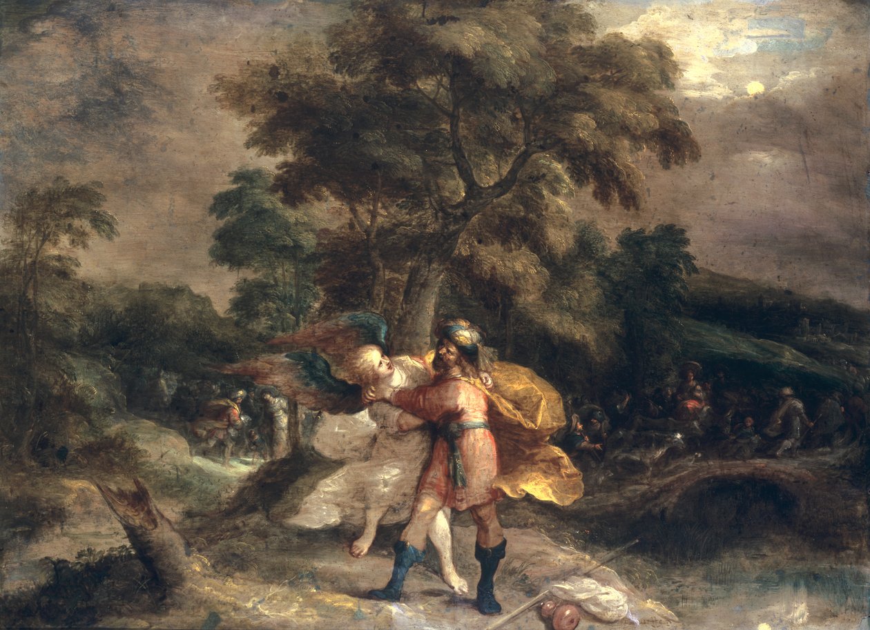 Jakob og engelen av Frans II Francken