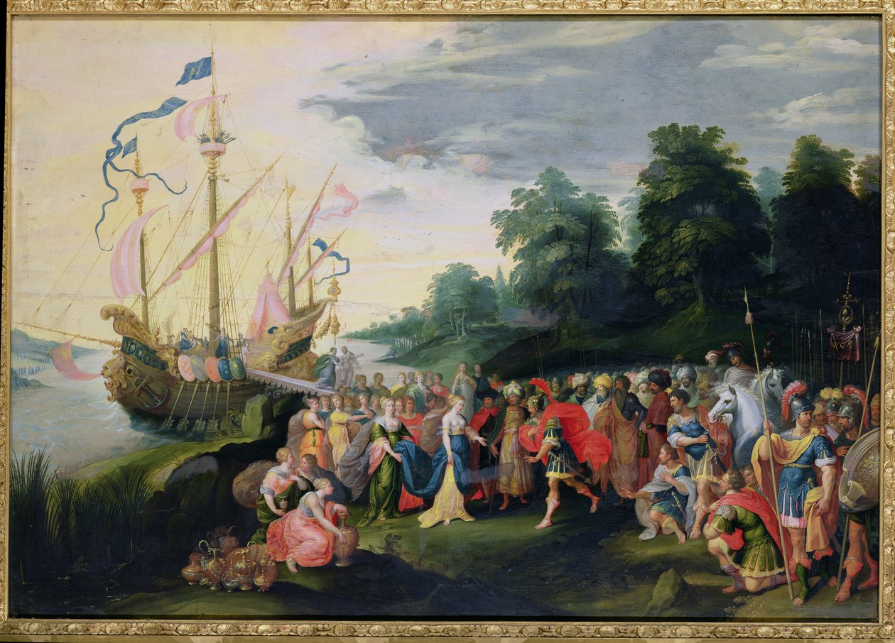 Ilandstigningen av Kleopatra (69-30 f.Kr.) ved Tarsus av Frans II Francken the Younger
